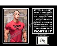 SIGNED BY THE STARS Stampa autografata di John Cena Wrestling con cornice, finitura opaca, 30 cm x 20 cm (A4), regalo ideale, decorazione per la casa e il soggiorno