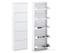Signes Grimalt Mobile scarpiera in metallo bianco 5 cassetti, metallo, 169 x 50 x 16 cm