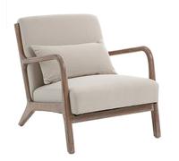 SIGNES GRIMALT Poltrona in legno e cotone - Design naturale ed elegante - Seduta e schienale confortevoli con cuscino a cuneo - 65 x 78 x 77 cm - Stile scandinavo e caldo