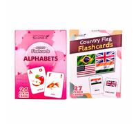 SIGNEX PRINT MEDIA Combo di schede flash per bambini - alfabeti e bandiere di paese | 54+ flashcard di apprendimento durevoli | Carte di attività educative per bambini, prescolare