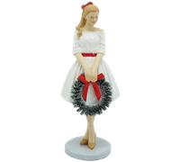 Signora abito bianco in poliresina con base 7,5×7×18 cm decorazione idea regalo