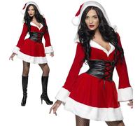 Signora Santa Claus Costume Donna Miss Babbo Natale Costume UK 8-18