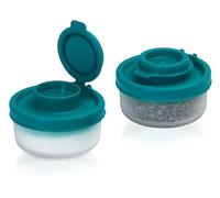 SIGNORAWARE - Set di 2 mini saliera e pepiera a prova di umidità, per campeggio, picnic, all'aperto, cucina, pranzo e spezie, set trasparente con coperchio rosso, dispenser ermetico in plastica