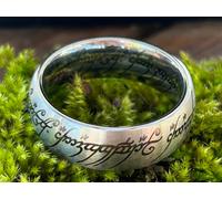 Signore Degli Anelli: Anello Acciaio 316L Argento Incisa Laser + Custodia Incisa