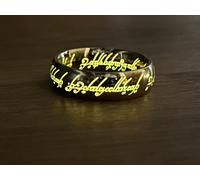 Signore Degli Anelli: Anello Acciaio Oro/Blu Elfico Fosforescente Glow / Notte