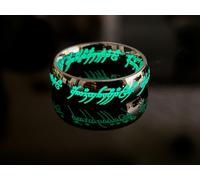 Signore Degli Anelli: Anello Acciaio Oro/Blu Elfico Fosforescente Glow / Notte