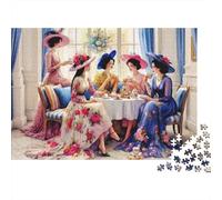 Signore Eleganti al Tè Puzzle 1000 Pezzi Carta per Adulti Stile Classico Salotto Gioco di Puzzle 1000 Pezzi Relax Famiglia 70x50cm/1000pcs