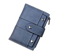 Signore PU Pelle Rivetto Breve Portafoglio Cerniera Cambiare Carta Titolare Della Moneta Delle Donne Della Borsa, Blu, Taglia unica