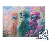 Signore Scheletro Colorate Puzzle per Adulti Puzzle 1000 Pezzi Scenario Floreale Pastello Rilassamento Casa Decorazione Regalo 38x26cm/1000pcs