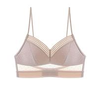 Signore senza anello in acciaio Intimo francese grande schiena aperta bella schiena reggiseno a forma di U estate reggiseno germogli ultra sottile, beige., L