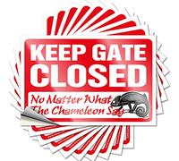 Signs & Keep Gate Closed No Matter What The Chameleon Say Wall Art 3D Stick-on for Bumper Funny - Insegne per vino per casa e bar (12 x 18 cm, 2 pezzi)