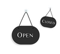 SIGNS - Ovale Elegante Nero - Cartello Open/Closed a rilievo [OC35] Insegna per porta vetrina ingresso di Bar, Pub, Ristorante o Negozio