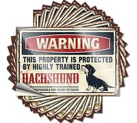 Signs & Warning This Property is Protected By A highly Trained Dachshund Vinyl Wall Art Stick-on for Firefighter Helmet - Adesivi per auto per donne divertenti (12 x 18 cm, 6 pezzi)