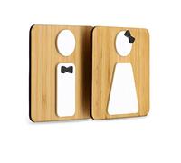 Signs WC A2-2 x Bagno Restroom Toilette - Targhette e pittogrammi per porte, locali, uffici, personalizzabili, targa in legno a rilievo