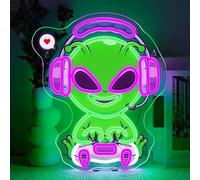 SIGNSHIP Alien Plays Game Scritte Neon,Alien Scritta Led,Insegne Luminose Dimmerabile Per Decorazioni,Scritte Luminose Per Sala Giochi,Zona Giochi,Tana Maschile,Sala Familiare,Regalo Per Ragazzi