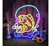 SIGNSHIP Bassotto Sax Neon Scudo Sassofono Neon Luci per Parete Decorazione Jazz Musica Light Up Scudo Pet Shop Luce Arte Strumento Musicale Store Decorazione da Parete (Pescia)