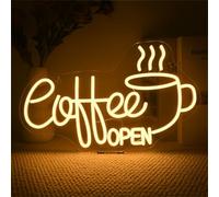 SIGNSHIP Coffee Open Neon Led, Caffè Led Neon Dimmerabile Bianco Caldo, Coffee Insegna luminosa USB per la decorazione della parete, Insegne luminose per caffè, pasticceria, ristorante