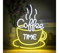 SIGNSHIP Coffee Time Neon Targa a Led per Decorazione da Parete, con Segno Neon, Negozio di Caffè, Decorazione da Parete per Caffetterie,Cubi,Ristoranti,Bar,regalo