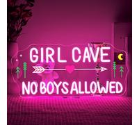 SIGNSHIP Girl Cave Scritte Neon,Girl Cave No Boys Allowed Scritta Led Dimmerabile,Rosa Insegne Luminose,Insegna Neon Per Decorazioni Per Camere Da Letto Femminili,Feste Tra Ragazze,Guardaroba,Saloni
