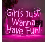 SIGNSHIP Girls Just Wanna Have Fun Neon - Targa a LED per decorazione da parete, per camera da letto, camera da letto, dormitorio, luce da parete, compleanno, addio al nubilato