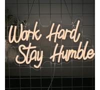 SIGNSHIP Insegna al neon Work Hard Stay Humble Insegne al neon dimmerabili per parete LED Bianco caldo Lettera Luci al neon Insegna per casa Bar Man Cave Beer Cafe Bistro Club Party Decor Girl Gift