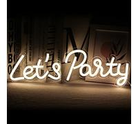 SIGNSHIP Let's Party Insegne al Neon Led Luce al neon, Insegna al neon con lettera fredda alimentata tramite USB Art Wall Decorazione per la Festa di Soggiorno Regalo di arredamento