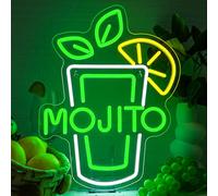 SIGNSHIP Mojito Neon Led Bar Scritte Neon Decorazione per Bar di Casa,Feste | Insegne Luminose da Bar Mojito USB a 5 Livelli Regalo per gli Amanti dei Cocktail, Scritta Led per Ristorante,Lounge,Club