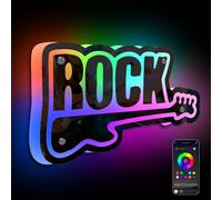 SIGNSHIP Specchio Rock Guitar Scritte Neon,Colore Rock Chitarra Scritta Led Dimmerabile,Rock Guitar Insegne Luminose,RGB Insegna Neon Decor per Bar,Studio Musicale,Discoteca,Camera da Letto,Partito