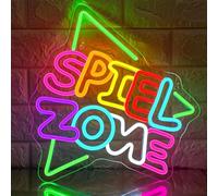 SIGNSHIP SPIEL ZOME - Targa con scritta a LED, con interruttore dimmer a 6 livelli, USB, per sala giochi, parco giochi, parco giochi per bambini, regalo per gli amanti dei giochi