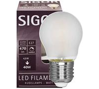 SIGOR 9019605164 - Lampadina a LED con filamento, a Forma di Goccia, Opaca, E27/230 V/4 W, 470 lm