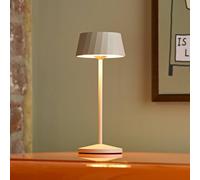 Sigor Lampada LED da tavolo a batteria Facetta, beige, 22 cm, metallo, CCT IP44 Sigor