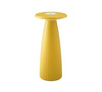 SIGOR Nuflair - Lampada da tavolo dimmerabile a LED ricaricabile con vaso di fiori integrato per interni ed esterni, altezza 24 cm, easy-connect caricabatterie, durata della luce 12 ore, giallo sole
