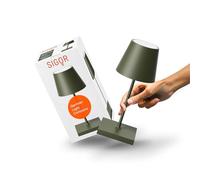 Sigor Nuindie mini lampada da tavolo LED, rotonda, USB-C, verde abete Sigor