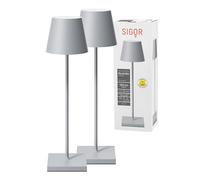 SIGOR Nuindie 2.0 - Set di 2 lampade da tavolo a batteria, colore: grigio nebbia