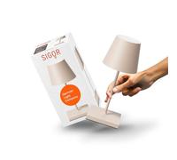 SIGOR Nuindie - Mini lampada da tavolo a LED dimmerabile, per interni ed esterni, IP54, resistente agli spruzzi, altezza 25 cm, ricaricabile con USB-C, 12 ore, durata luminosa