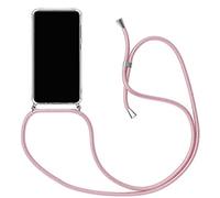 SiGrid Laccio Cover per Huawei P20 Lite, Custodia per Il Telefono in Silicone Trasparente con Cinturino in Regolabile Cordino, Corner Cushion Shock Absorption Case Elegante Necklace Case, Rosa