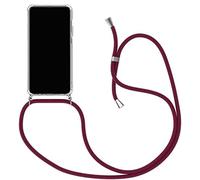 SiGrid Laccio Cover per Oppo A9 2020, Custodia per Il Telefono in Silicone Trasparente con Cinturino in Regolabile Cordino, Corner Cushion Shock Absorption Case Elegante Necklace Case, Rosso