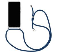 SiGrid Laccio Cover per Oppo A91, Custodia per Il Telefono in Silicone Trasparente con Cinturino in Regolabile Cordino, Corner Cushion Shock Absorption Case Elegante Necklace Case, Blu