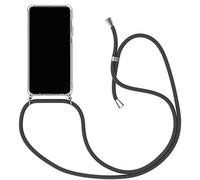 SiGrid Laccio Cover per Oppo Reno 2, Custodia per Il Telefono in Silicone Trasparente con Cinturino in Regolabile Cordino, Corner Cushion Shock Absorption Case Elegante Necklace Case, Nero