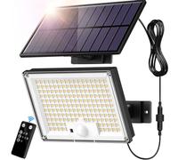 SIGRILL Faretti Solari a LED da Esterno, 172 LED Luce Solare LED Esterno con Sensore di Movimento, IP65 Impermeabile Luci Solari da Esterno con Telecomando, Lampade Solari