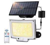 SIGRILL Faretti Solari a LED da Esterno con Sensore di Movimento, 318 LED Luce Solare Led Esterno con 3 Modes, 5M Cavo, Lampada Solare da Esterno (1 Pezzo - 318LED Bianco Caldo)