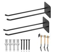 SiGuLiKeJi 2 Pz Ganci da Parete, Ganci da Muro da Garage Neri, Gancio Bici Muro Supporto per Garage Impieghi Gravosi Utensili, per Appendere Oggetti Ingombranti Pneumatici Utensili