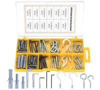 SiGuLiKeJi 81 PzGanci a Vite per Legno: Ganci Avvitabili Muro, Viti per Occhielli per Legno, Gancio Soffitto Metallo, Viti a Occhiello, Gancio a L, Ganci Quadrati per Tazze Soffitto Parete