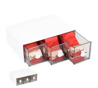 SiGuLiKeJi Scatole per tè, organizer per bustine di tè, con 3 cassetti, in plastica, per bustine di tè, cialde di caffè, zucchero, bustine di tè, organizer da cucina