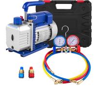 Sihao Pompa per Vuoto per Aria Condizionata 4CFM 1/4hp, Kit Pompa per Vuoto Automatica 1 HP, Radiatore Intelligente, Condizionatore d'Aria per Frigorifero con Manometro 220 V