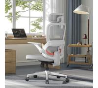 SIHOO B100SE Sedia Ufficio Ergonomica, Sedia Scrivania con Supporto Lombare | Schiuma Morbida, Braccioli Ribaltabili, Sedia PC Comoda per Home Office, Inclinazione 110°-135° a 3 Livelli - Bianca