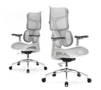 SIHOO Doro S100 Sedia da ufficio ergonomica - con supporto lombare dinamico doppio, schienale regolabile su 5 livelli, braccioli coordinati su 4D, angolo massimo di reclinazione di 135 gradi, bianca