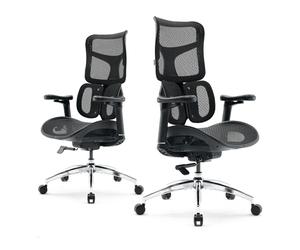 SIHOO Doro S100 Sedia da ufficio ergonomica - con supporto lombare dinamico doppio, schienale regolabile su 5 livelli, braccioli coordinati su 4D, angolo massimo di reclinazione di 135 gradi, nera