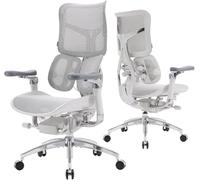 SIHOO Doro S300Sedia Ergonómica Ufficio Supporto Coordinato per Tutto Corpo | Braccioli 6D, Supporto Lombare Dinamico Duale, Sedile Sospensione, Inclinazione Regolabile, Rete Velluto Italiano, Bianco