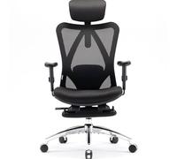 SIHOO M18 Sedia Ufficio ergonomica,Sedia scrivania, con Supporto Lombare per Poggiatesta e Bracciolo Regolabile,Schienale Alto in Rete,Portata Massima 150 kg(Nero,con poggiapiedi)